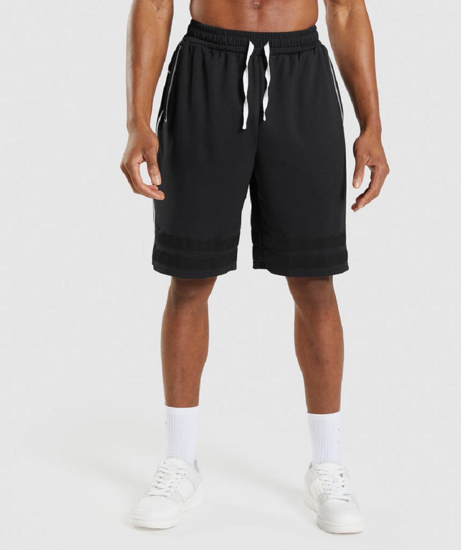 Pantalones Cortos Gymshark Recess Basketball Hombre Negras Blancas | CO 3879KOR